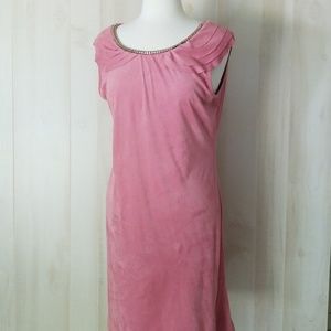 Top Tato Faux Suede Blush Shift Dress
